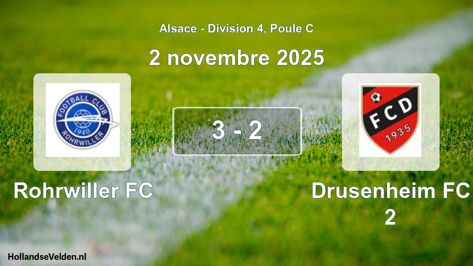 Gespeelde wedstrijd: Rohrwiller FC - Drusenheim FC 2 3 - 2 (2 november 2025)