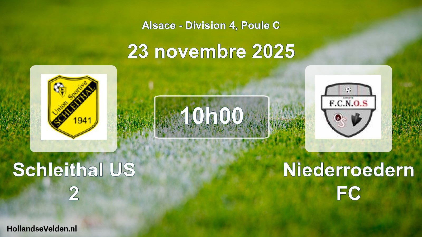 Match programmé: Schleithal US 2 - Niederroedern FC (23 novembre 2025)