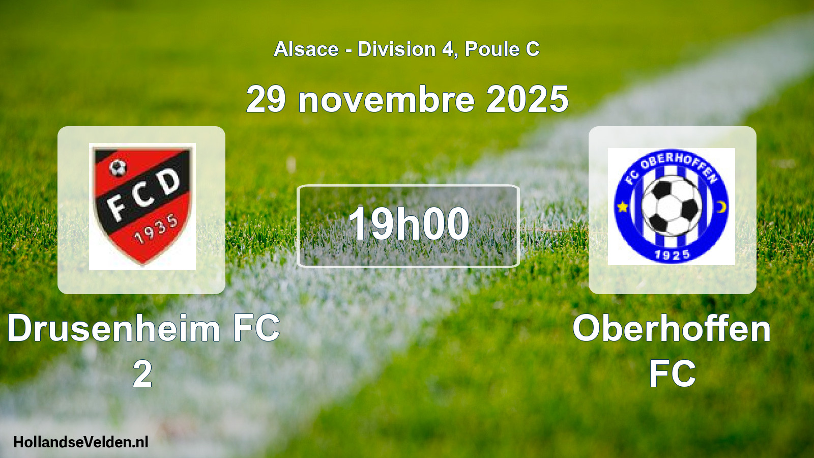 Match programmé: Drusenheim FC 2 - Oberhoffen FC (29 novembre 2025)