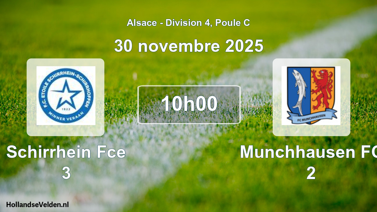 Match programmé: Schirrhein Fce 3 - Munchhausen FC 2 (30 novembre 2025)