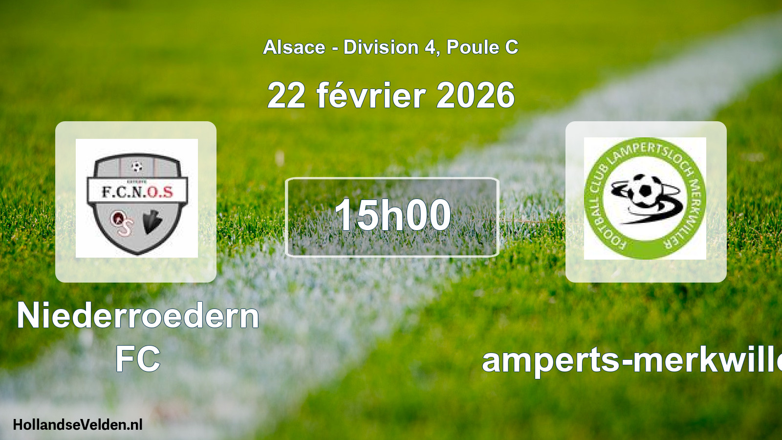Match programmé: Niederroedern FC - Lamperts-merkwiller (22 février 2026)