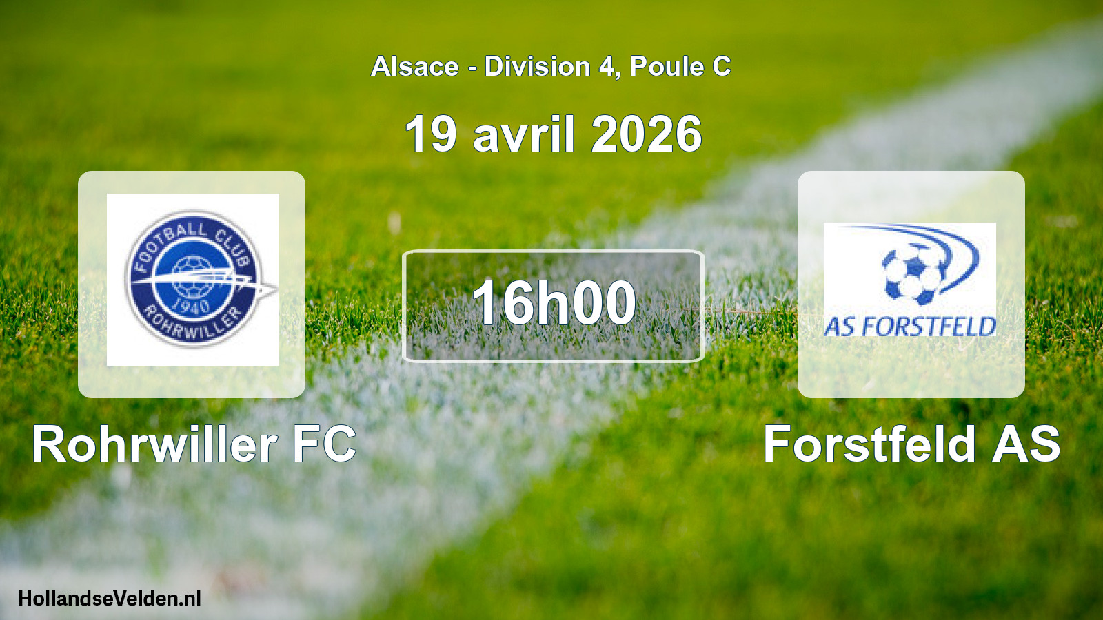 Geplande wedstrijd: Rohrwiller FC - Forstfeld AS (19 april 2026)
