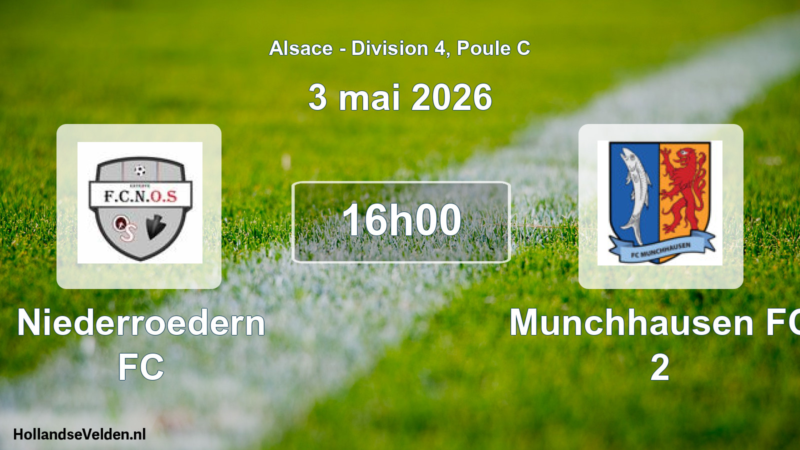 Match programmé: Niederroedern FC - Munchhausen FC 2 (3 mai 2026)