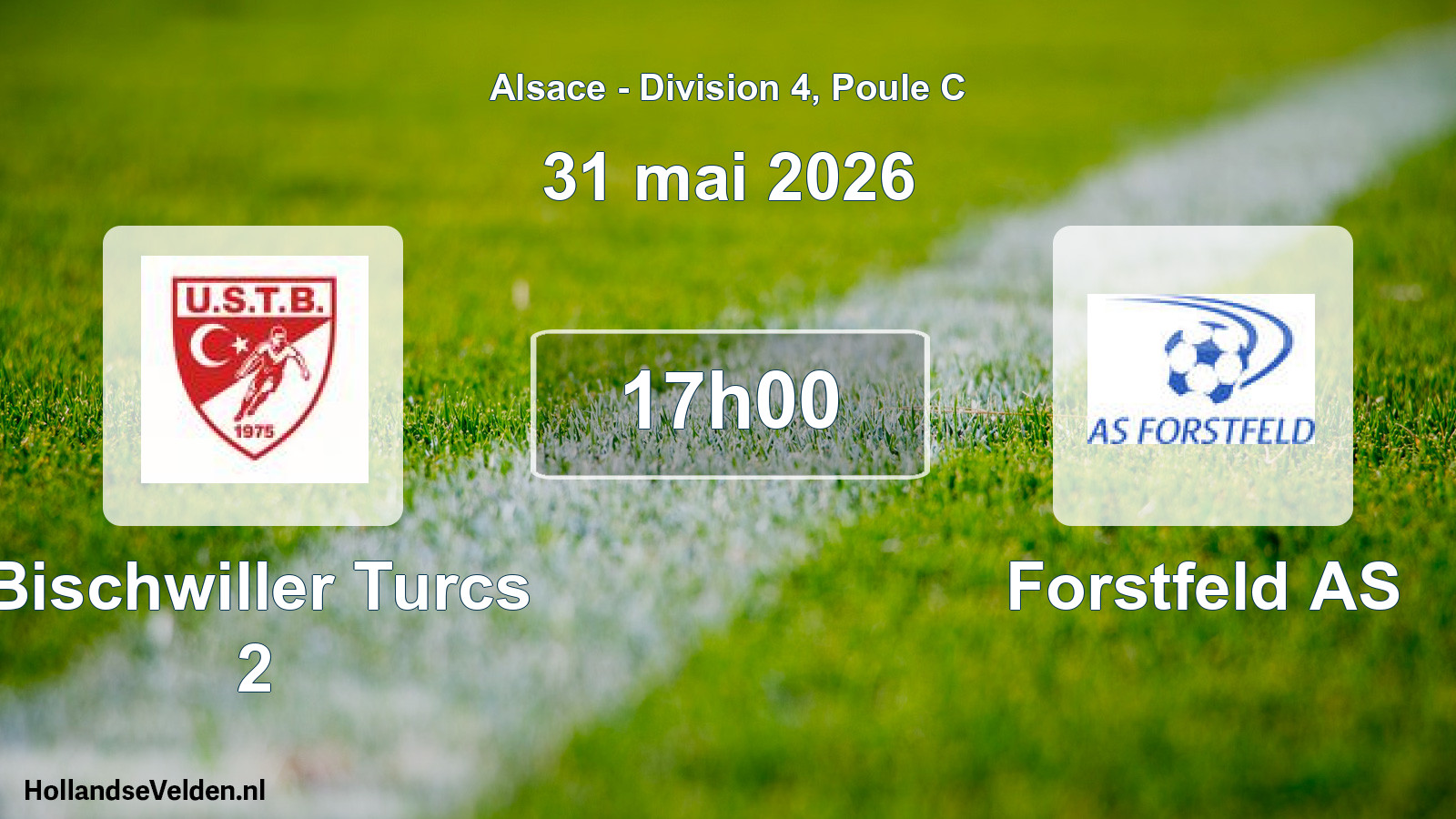 Match programmé: Bischwiller Turcs 2 - Forstfeld AS (31 mai 2026)