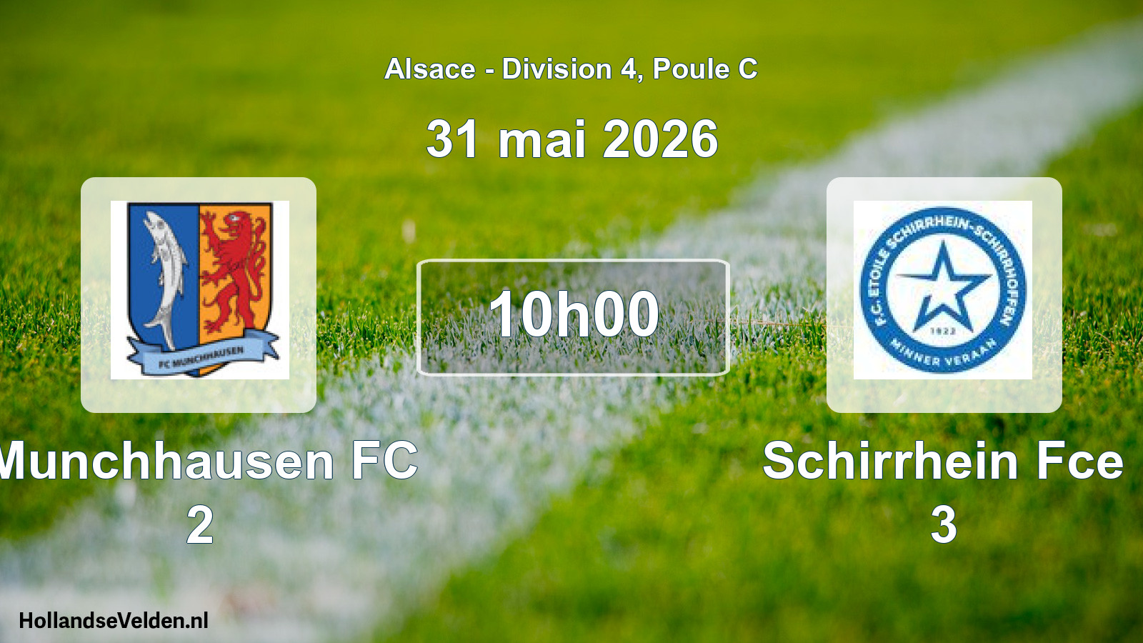 Match programmé: Munchhausen FC 2 - Schirrhein Fce 3 (31 mai 2026)