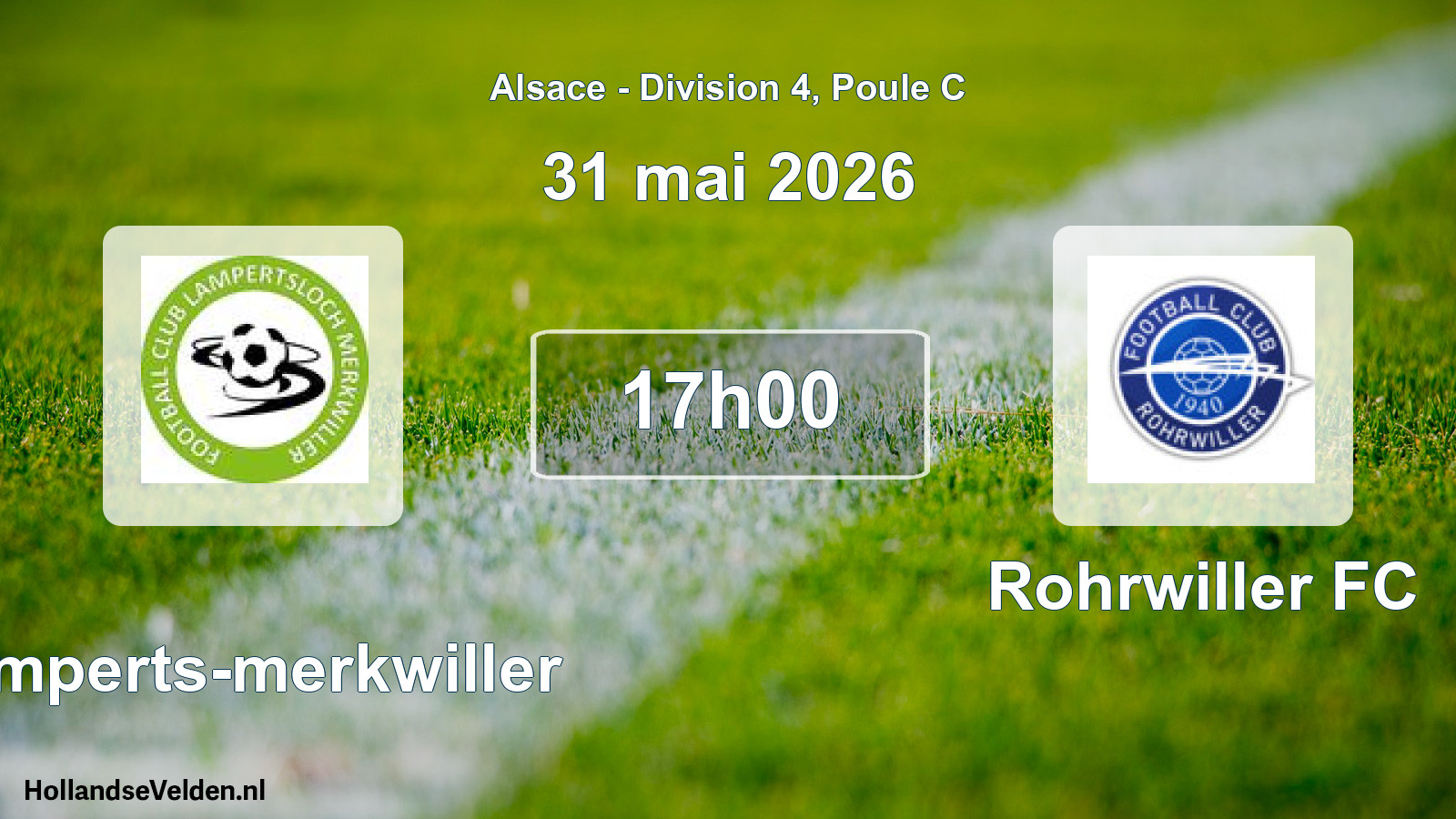 Match programmé: Lamperts-merkwiller - Rohrwiller FC (31 mai 2026)