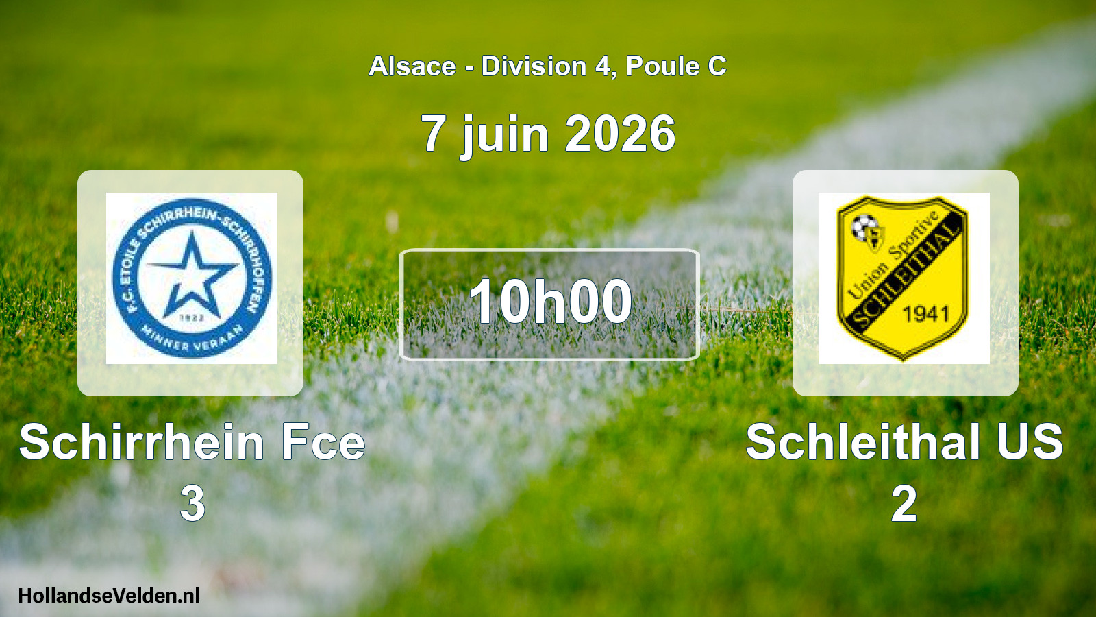 Match programmé: Schirrhein Fce 3 - Schleithal US 2 (7 juin 2026)