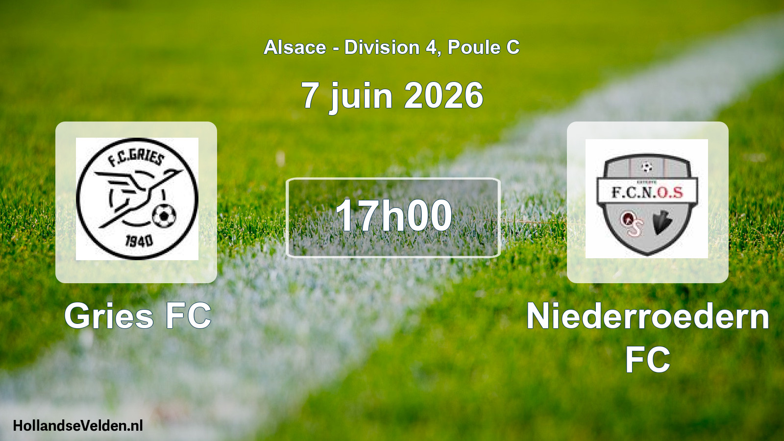 Match programmé: Gries FC - Niederroedern FC (7 juin 2026)