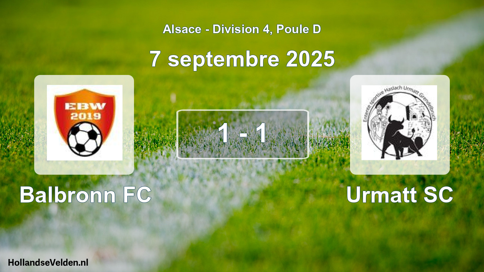 Total number of matches played: Balbronn FC - Urmatt SC 1 - 1 (7 September 2025)
