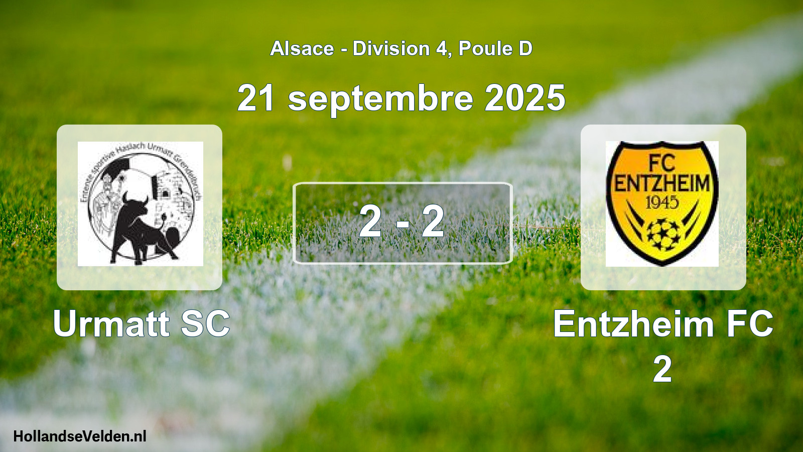 Match joué: Urmatt SC - Entzheim FC 2 2 - 2 (21 septembre 2025)