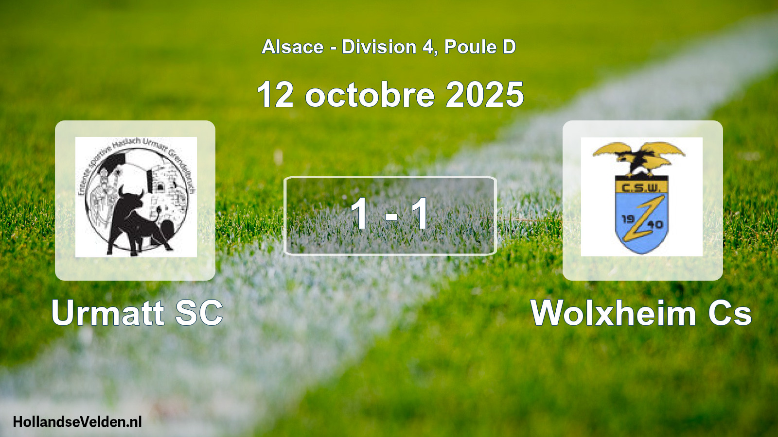 Match joué: Urmatt SC - Wolxheim Cs 1 - 1 (12 octobre 2025)