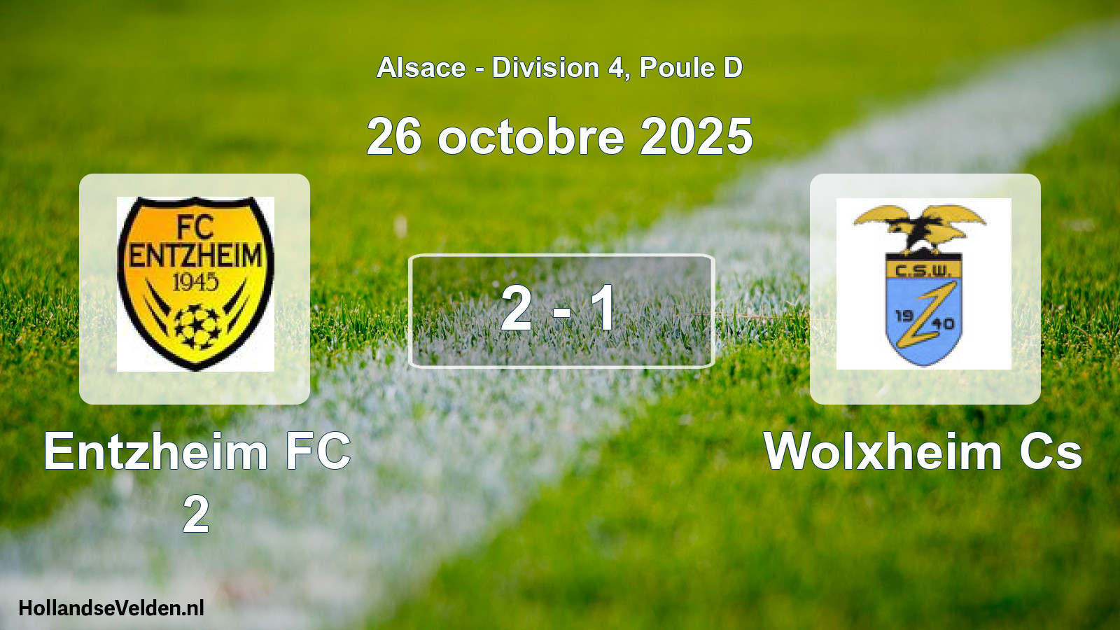 Match joué: Entzheim FC 2 - Wolxheim Cs 2 - 1 (26 octobre 2025)