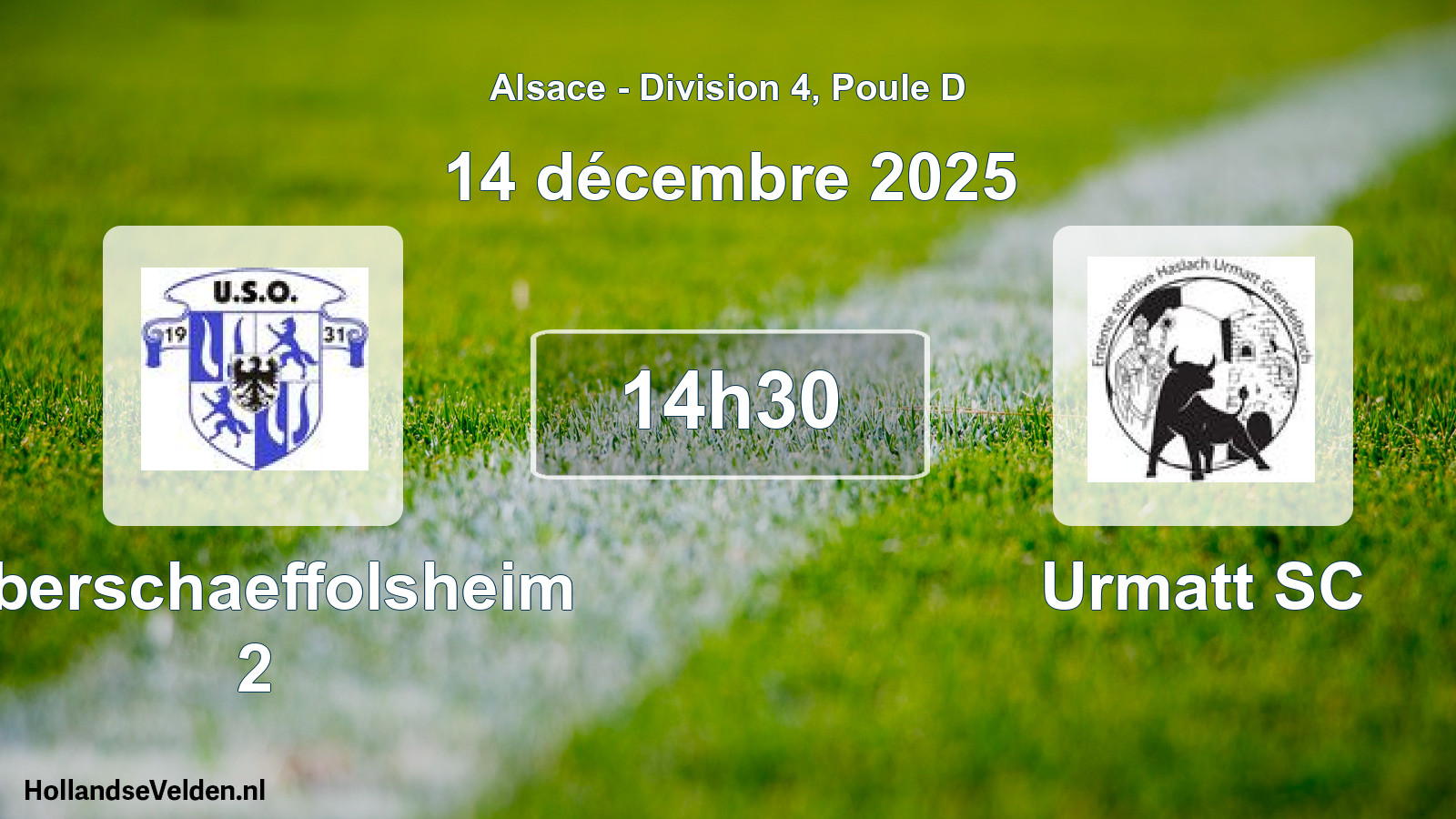 Match programmé: Oberschaeffolsheim 2 - Urmatt SC (14 décembre 2025)