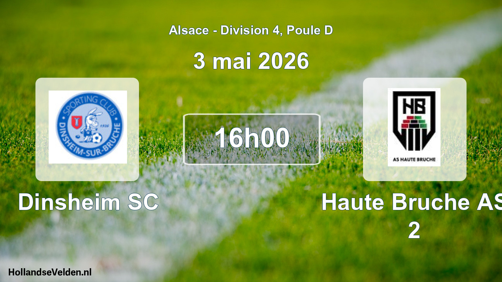Match programmé: Dinsheim SC - Haute Bruche AS 2 (3 mai 2026)