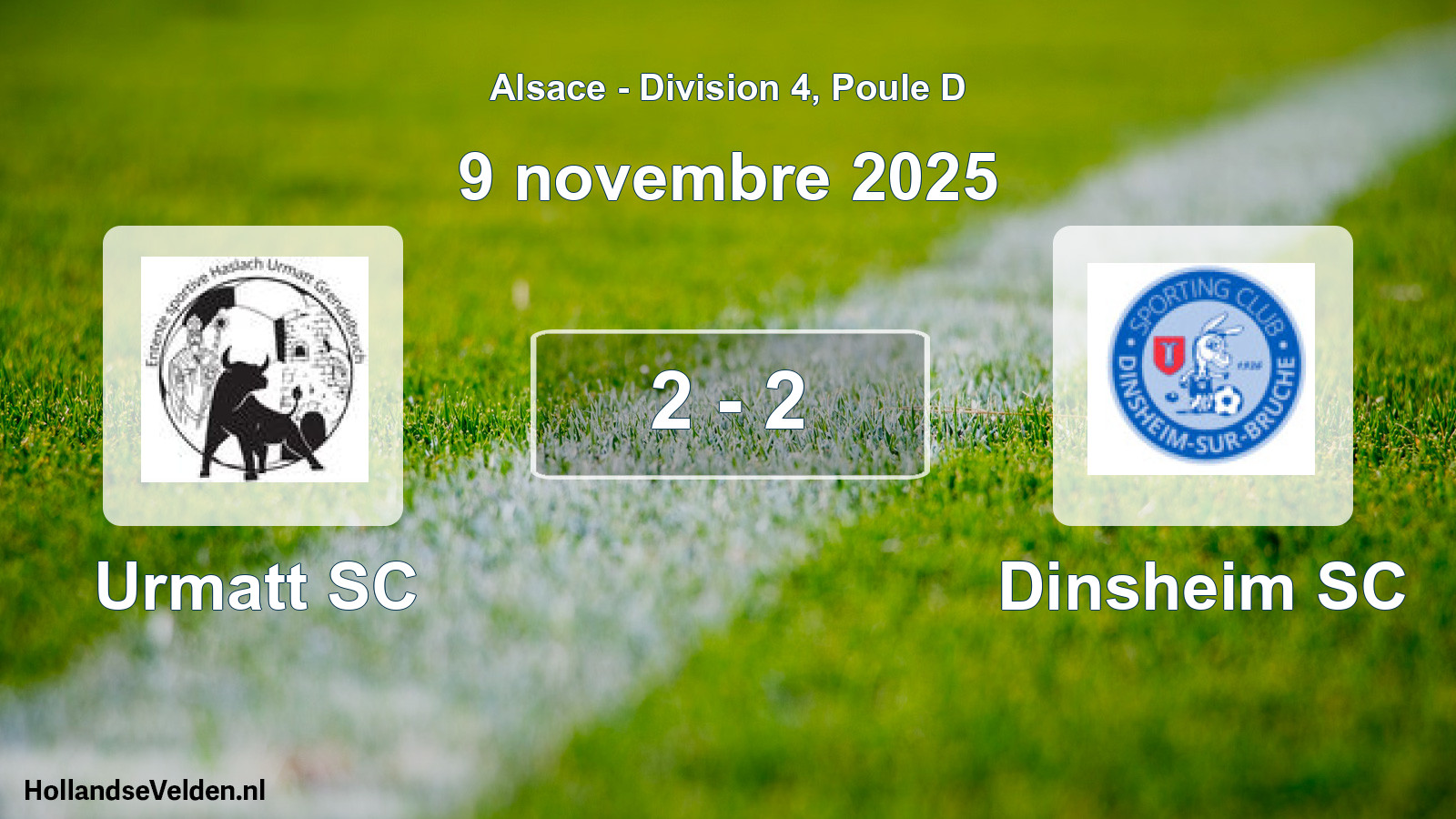 Total number of matches played: Urmatt SC - Dinsheim SC 2 - 2 (9 November 2025)