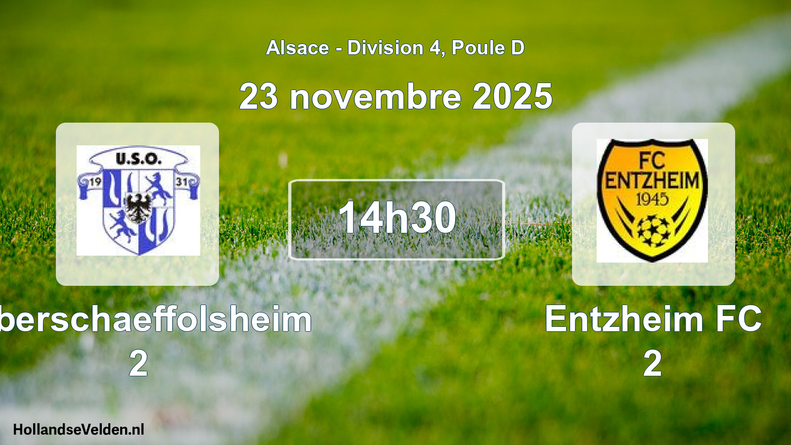 Match programmé: Oberschaeffolsheim 2 - Entzheim FC 2 (23 novembre 2025)