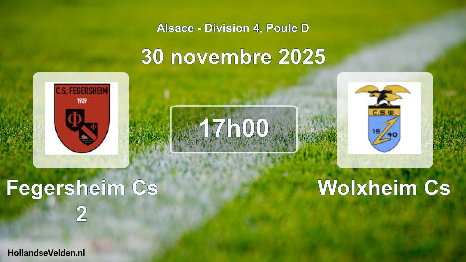Geplande wedstrijd: Fegersheim Cs 2 - Wolxheim Cs (30 november 2025)