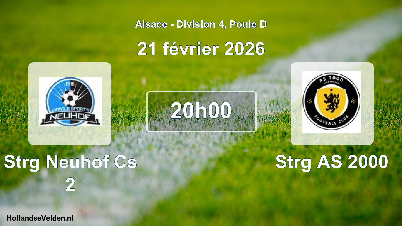 Match programmé: Strg Neuhof Cs 2 - Strg AS 2000 (21 février 2026)