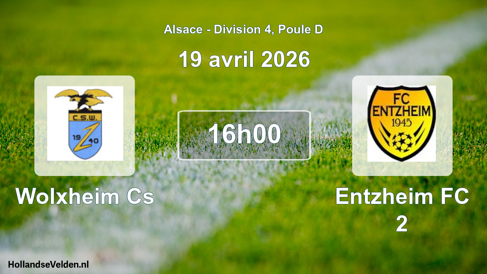 Match programmé: Wolxheim Cs - Entzheim FC 2 (19 avril 2026)