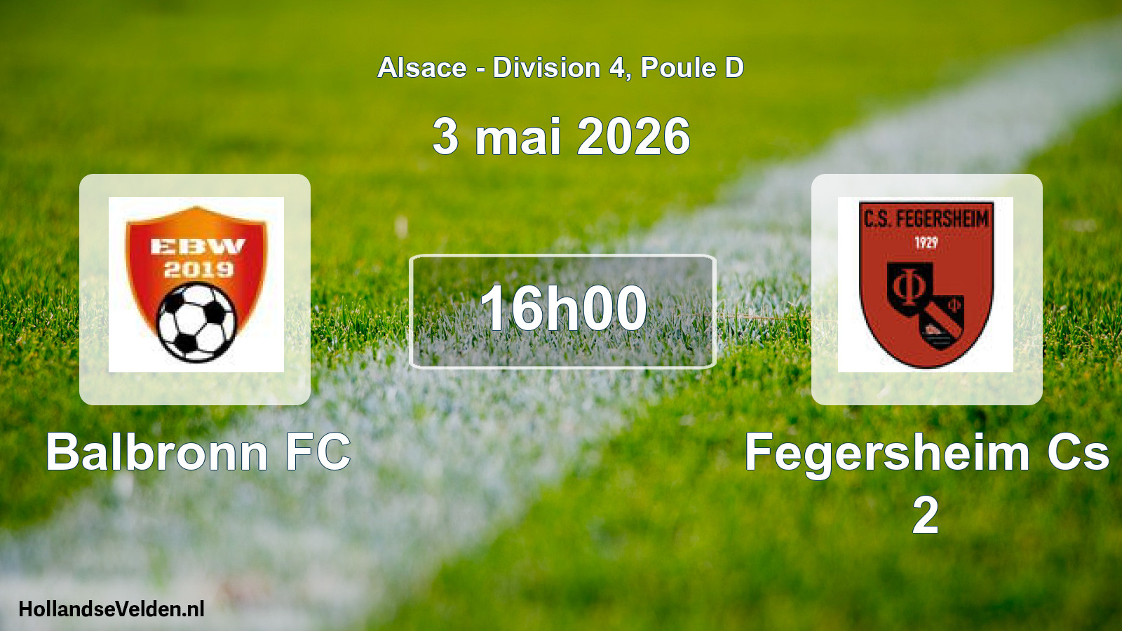 Match programmé: Balbronn FC - Fegersheim Cs 2 (3 mai 2026)