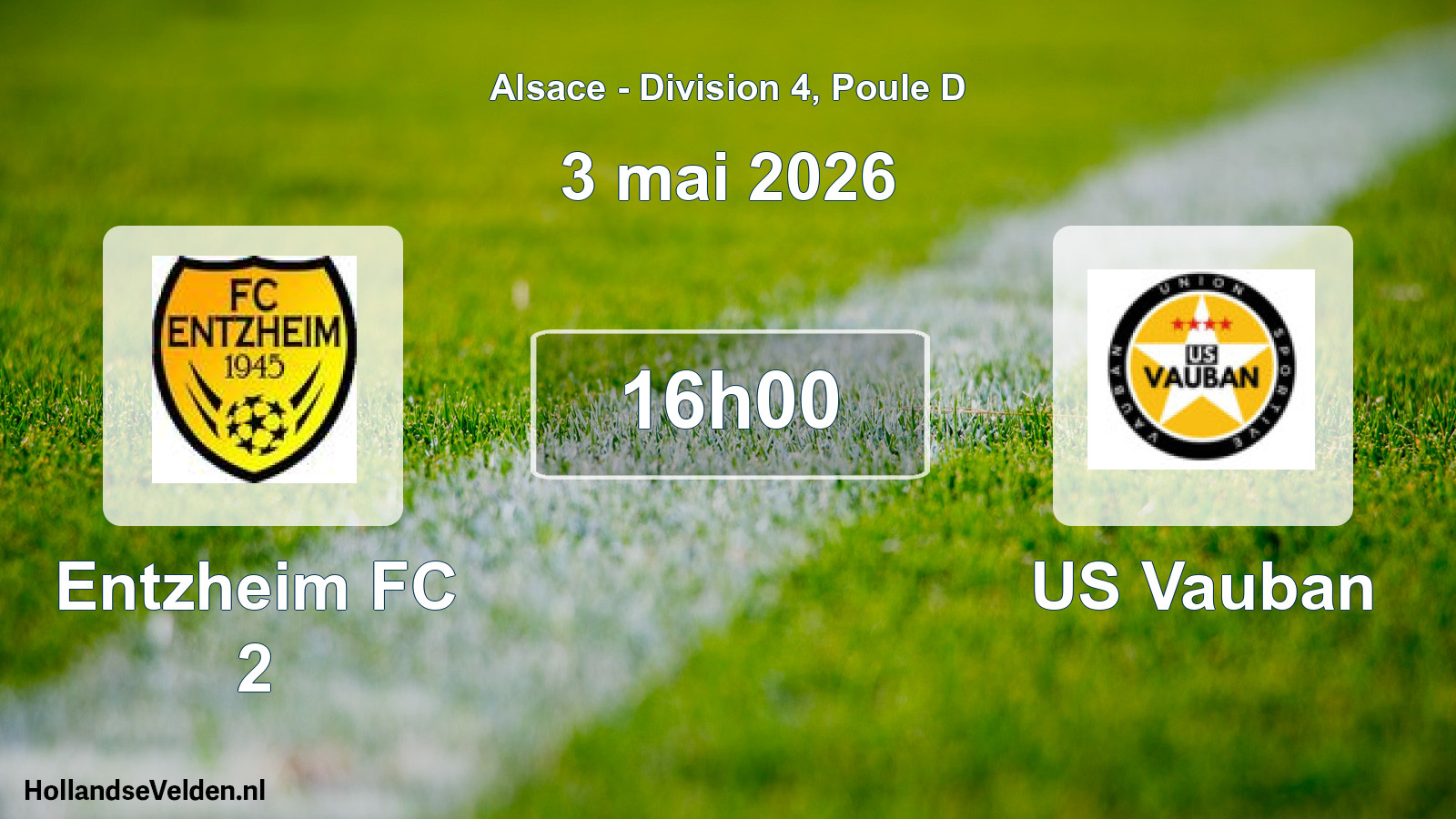 Match programmé: Entzheim FC 2 - US Vauban (3 mai 2026)