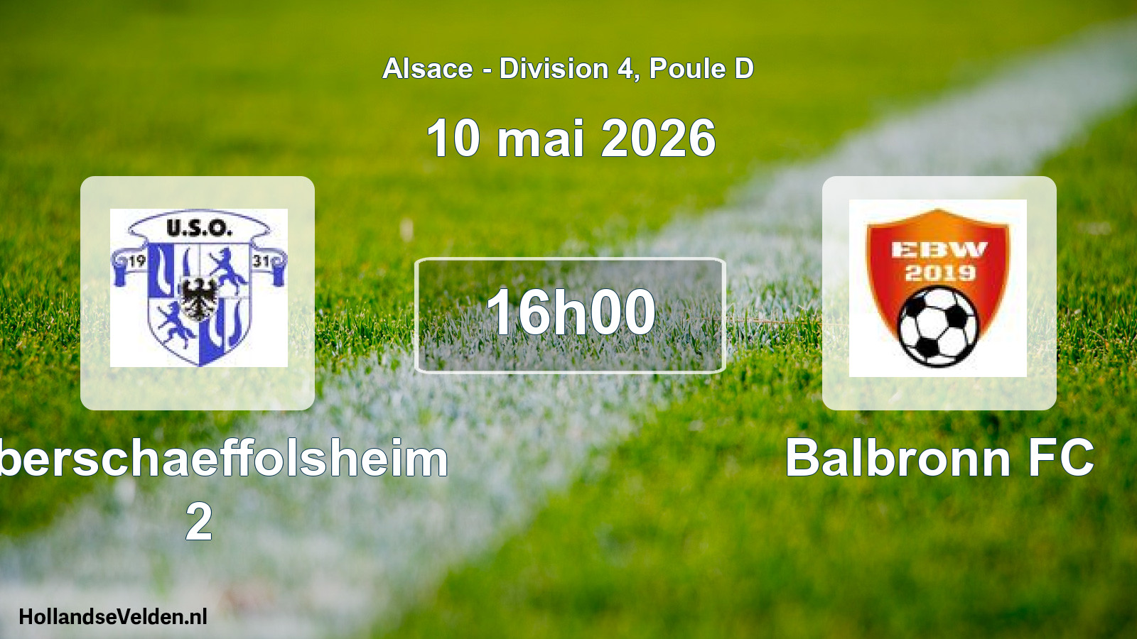 Match programmé: Oberschaeffolsheim 2 - Balbronn FC (10 mai 2026)