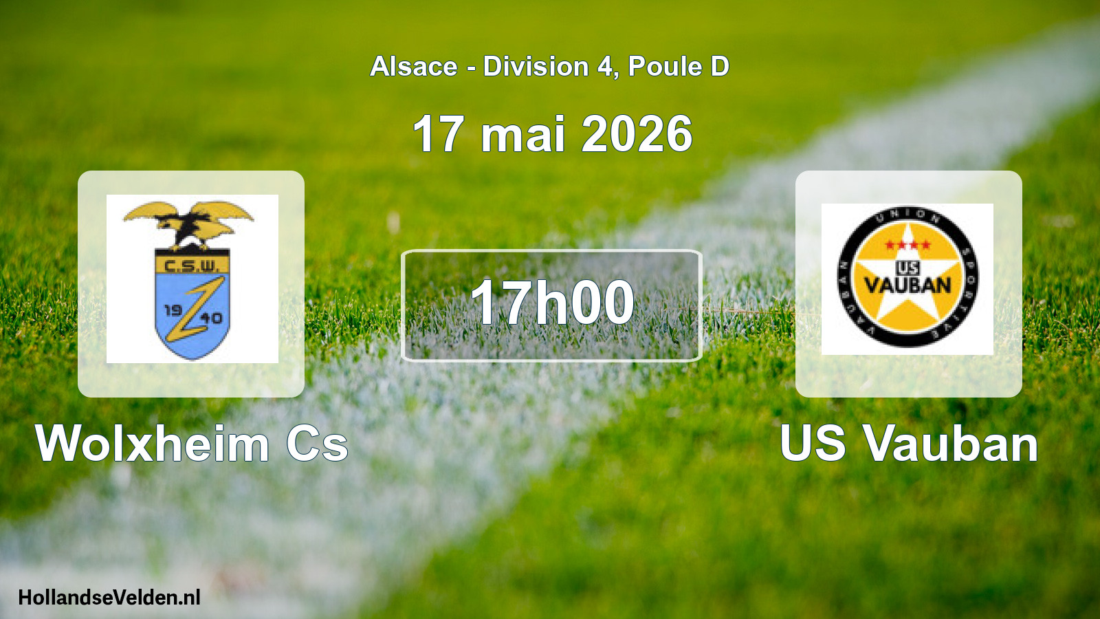 Match programmé: Wolxheim Cs - US Vauban (17 mai 2026)