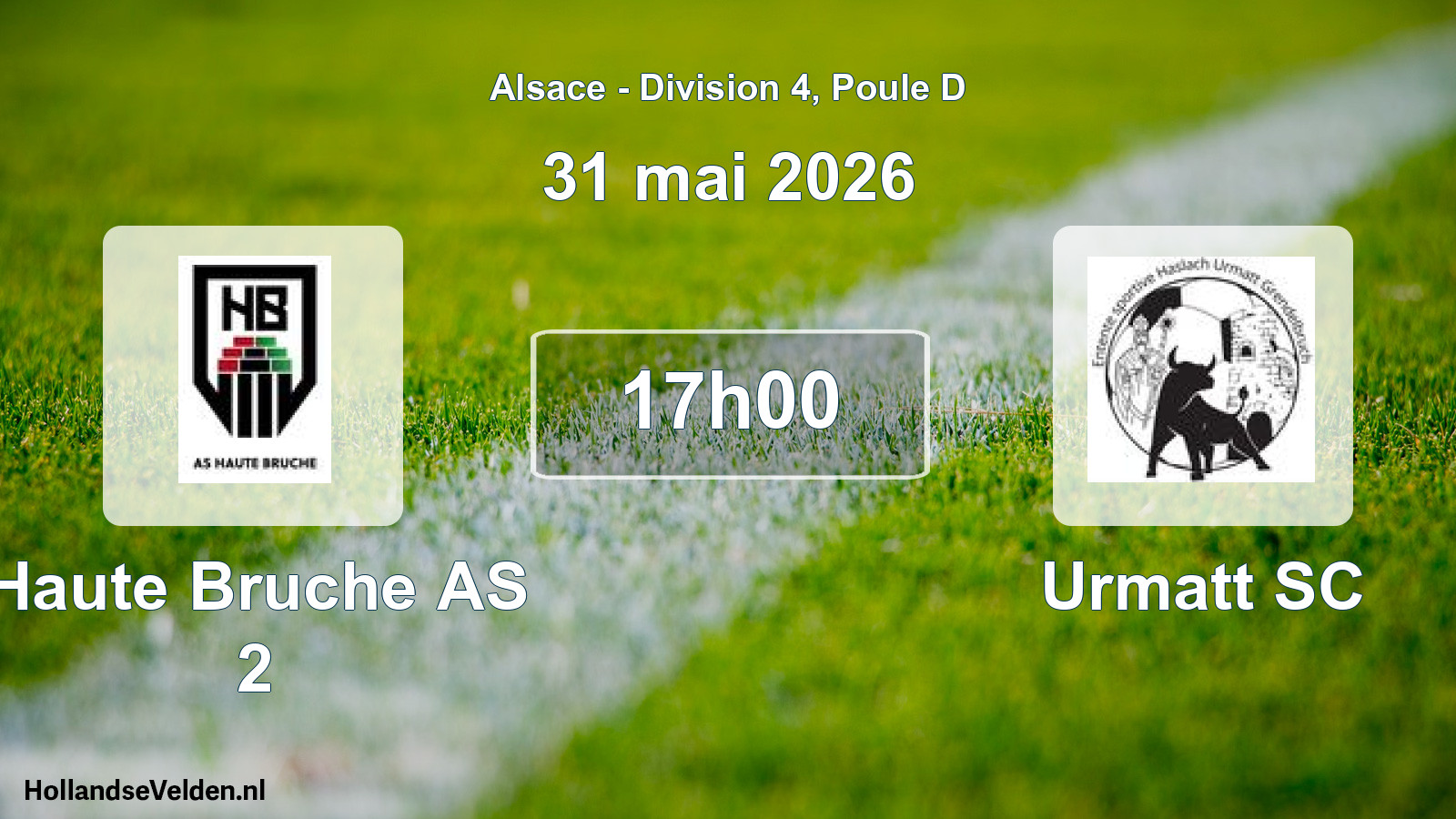 Geplande wedstrijd: Haute Bruche AS 2 - Urmatt SC (31 mei 2026)