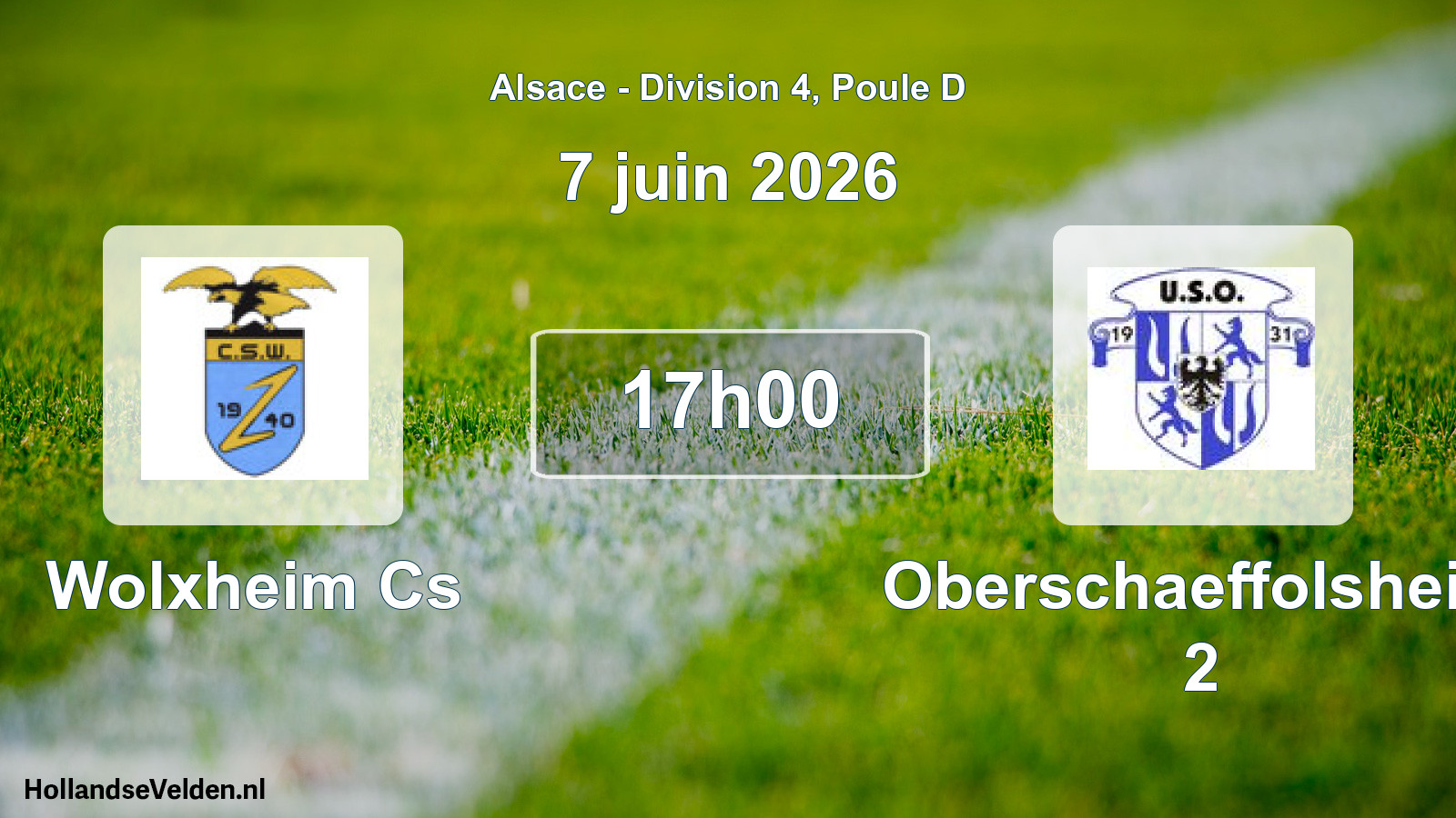 Match programmé: Wolxheim Cs - Oberschaeffolsheim 2 (7 juin 2026)