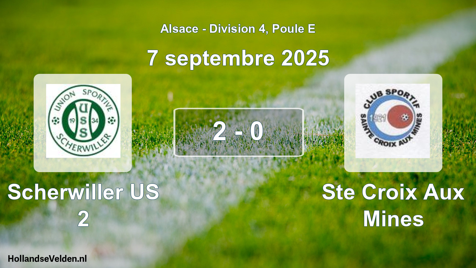 Total number of matches played: Scherwiller US 2 - Ste Croix Aux Mines 2 - 0 (7 September 2025)