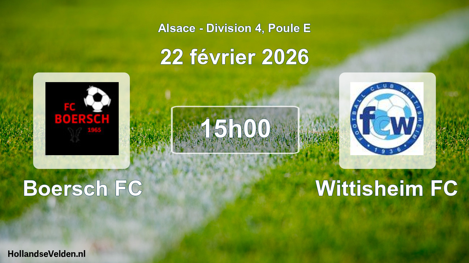 Match programmé: Boersch FC - Wittisheim FC (22 février 2026)