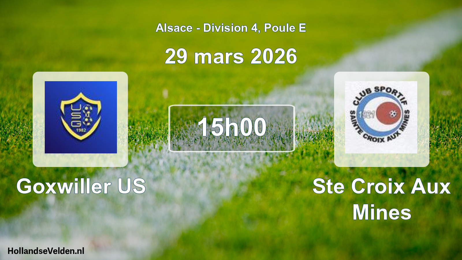 Match programmé: Goxwiller US - Ste Croix Aux Mines (29 mars 2026)