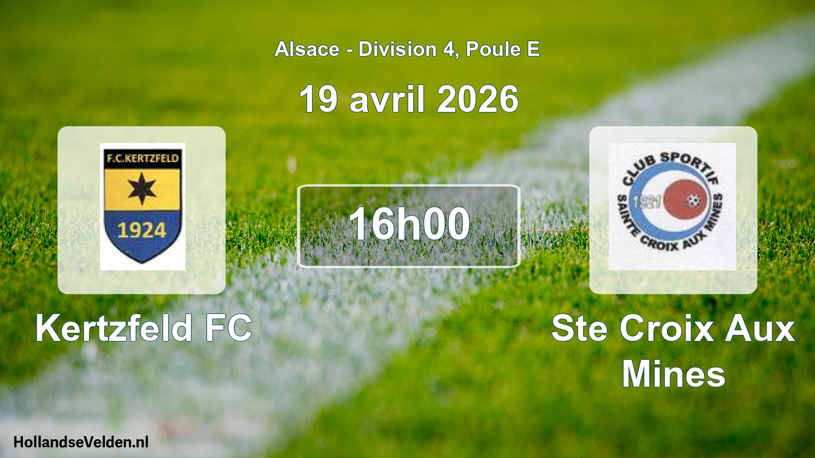 Match programmé: Kertzfeld FC - Ste Croix Aux Mines (19 avril 2026)