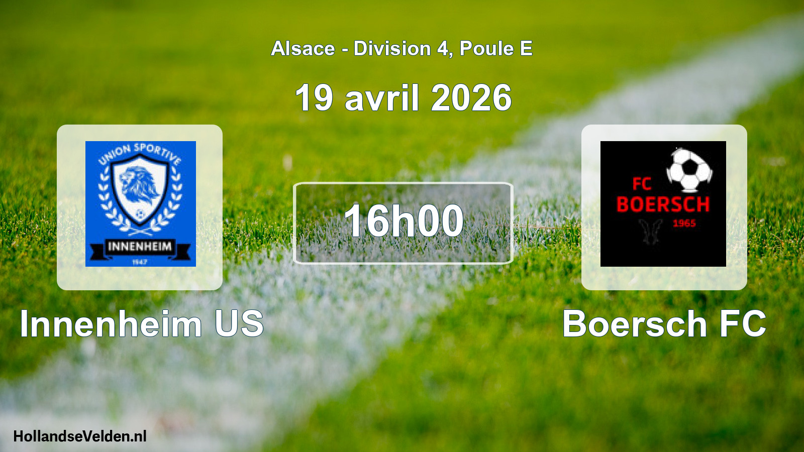 Match programmé: Innenheim US - Boersch FC (19 avril 2026)