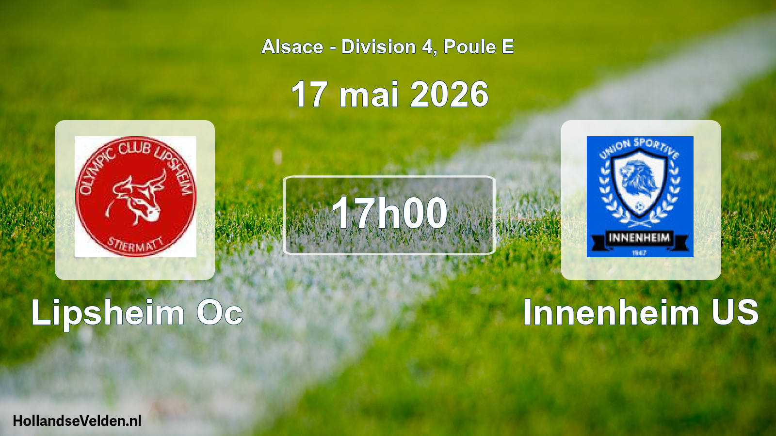 Match programmé: Lipsheim Oc - Innenheim US (17 mai 2026)