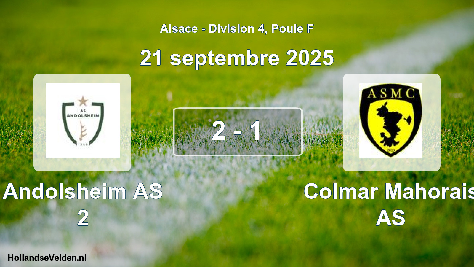 Gespeelde wedstrijd: Andolsheim AS 2 - Colmar Mahorais AS 2 - 1 (21 september 2025)