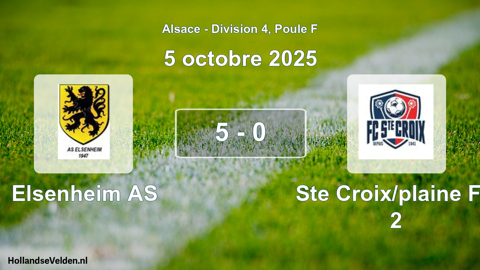 Match joué: Elsenheim AS - Ste Croix/plaine FC 2 5 - 0 (5 octobre 2025)