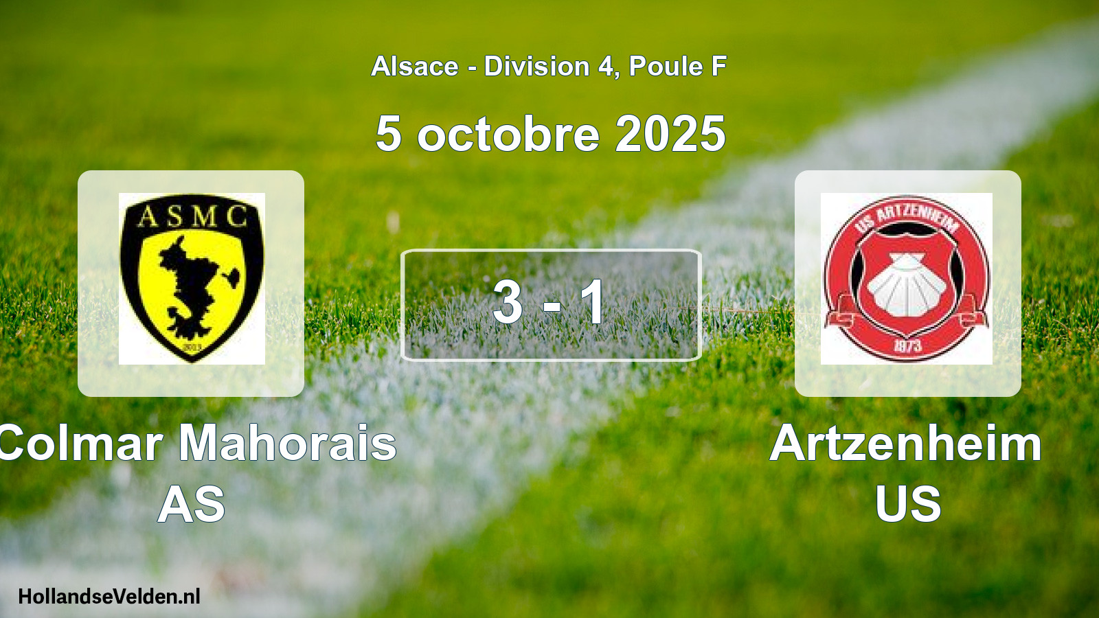Total number of matches played: Colmar Mahorais AS - Artzenheim US 3 - 1 (5 October 2025)