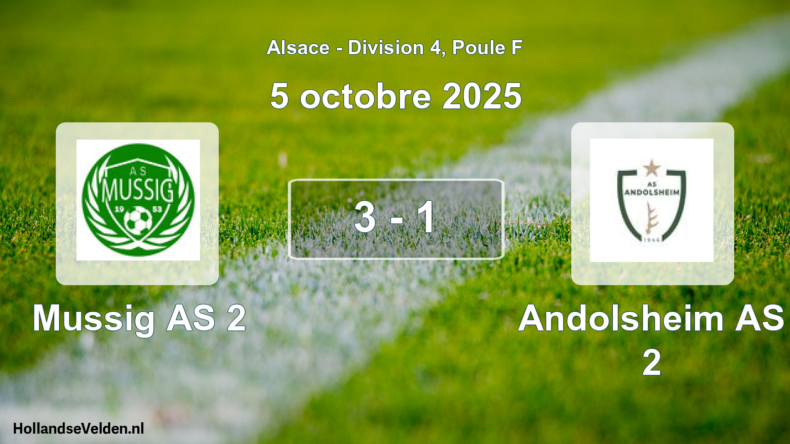 Match joué: Mussig AS 2 - Andolsheim AS 2 3 - 1 (5 octobre 2025)