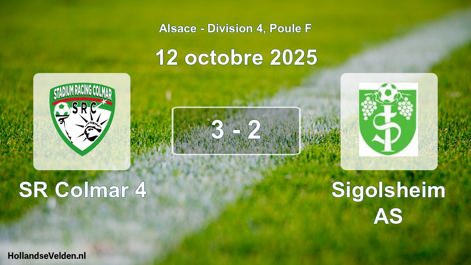 Match joué: SR Colmar 4 - Sigolsheim AS 3 - 2 (12 octobre 2025)