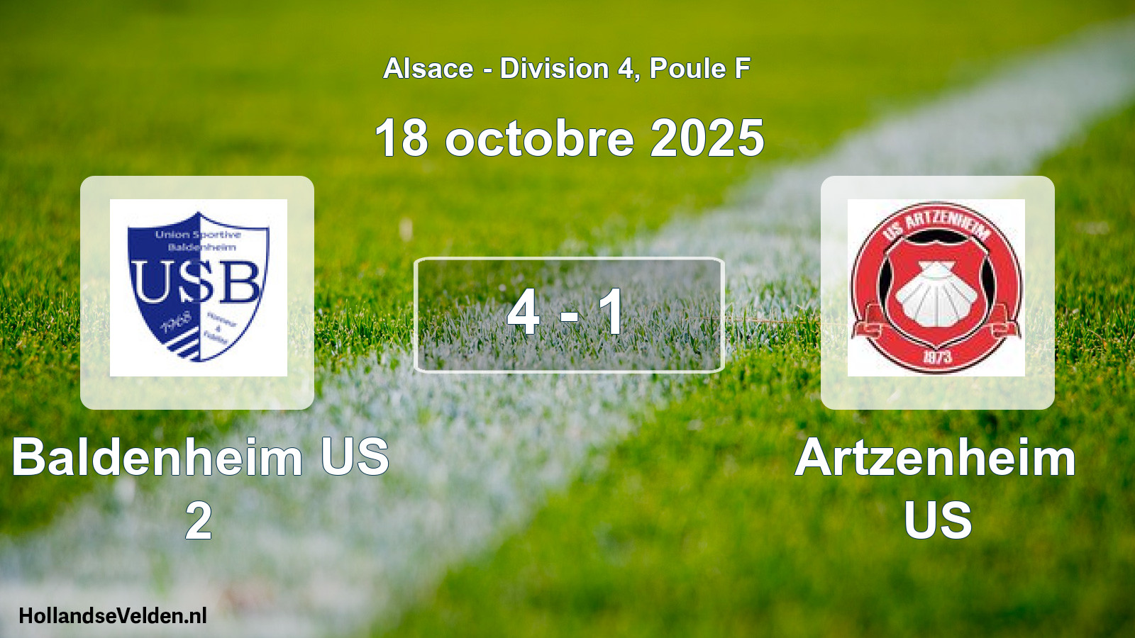 Match joué: Baldenheim US 2 - Artzenheim US 4 - 1 (18 octobre 2025)