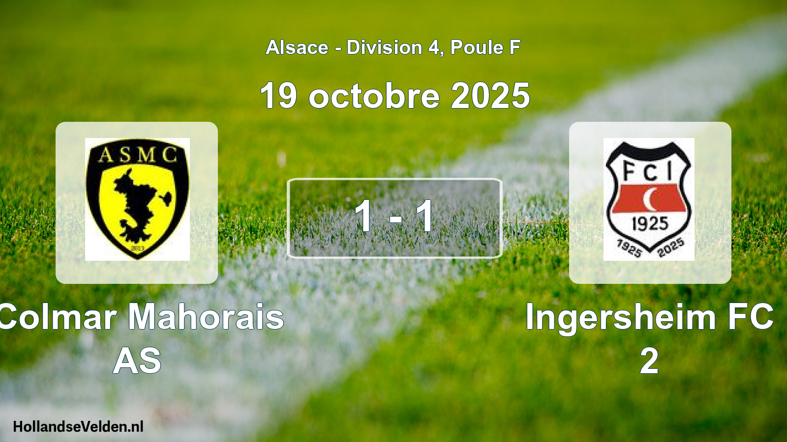 Match joué: Colmar Mahorais AS - Ingersheim FC 2 1 - 1 (19 octobre 2025)