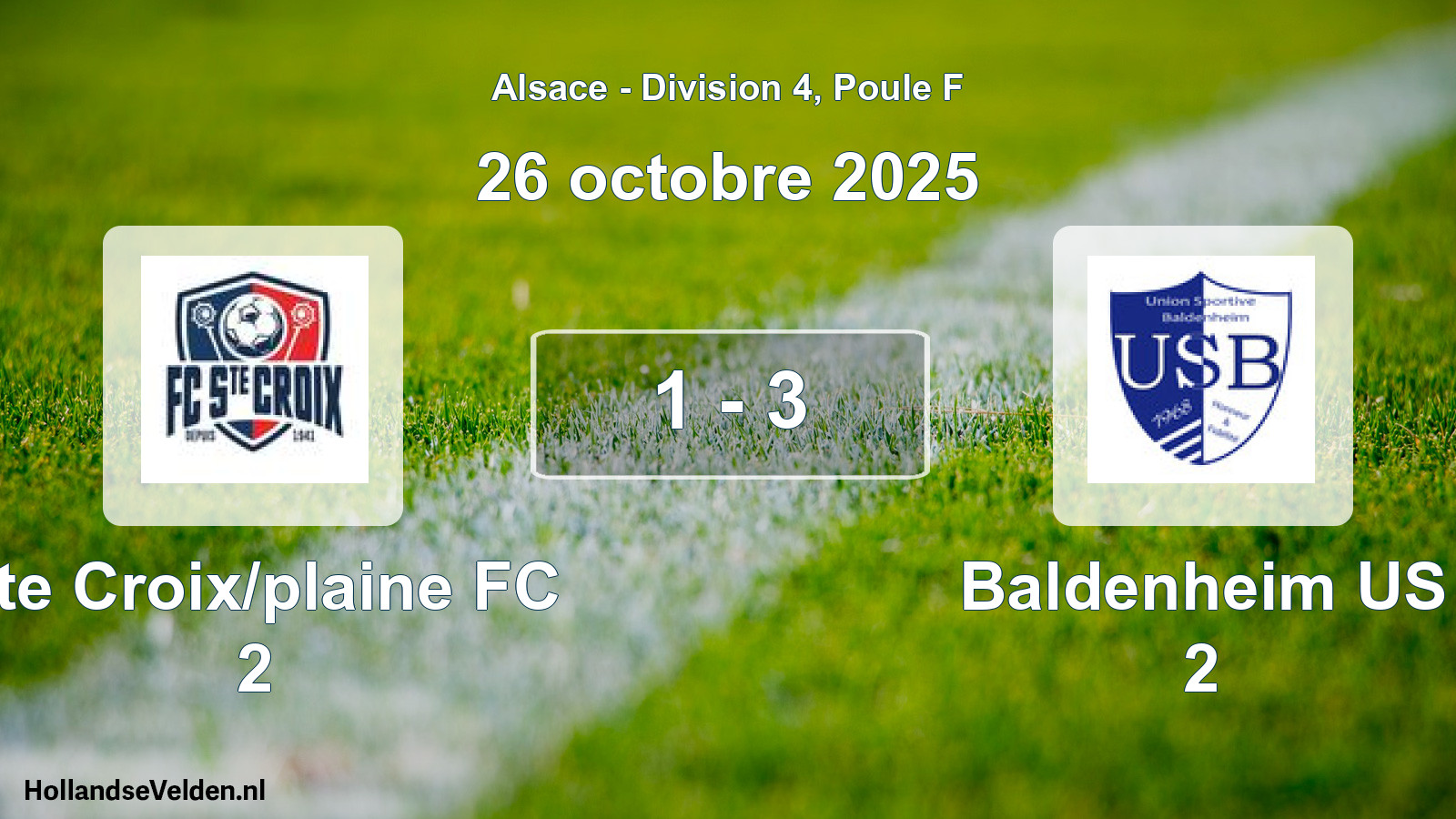 Match joué: Ste Croix/plaine FC 2 - Baldenheim US 2 1 - 3 (26 octobre 2025)