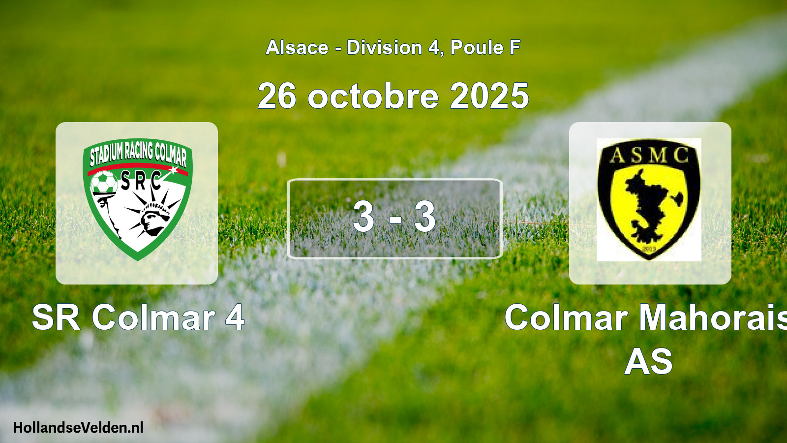 Match joué: SR Colmar 4 - Colmar Mahorais AS 3 - 3 (26 octobre 2025)