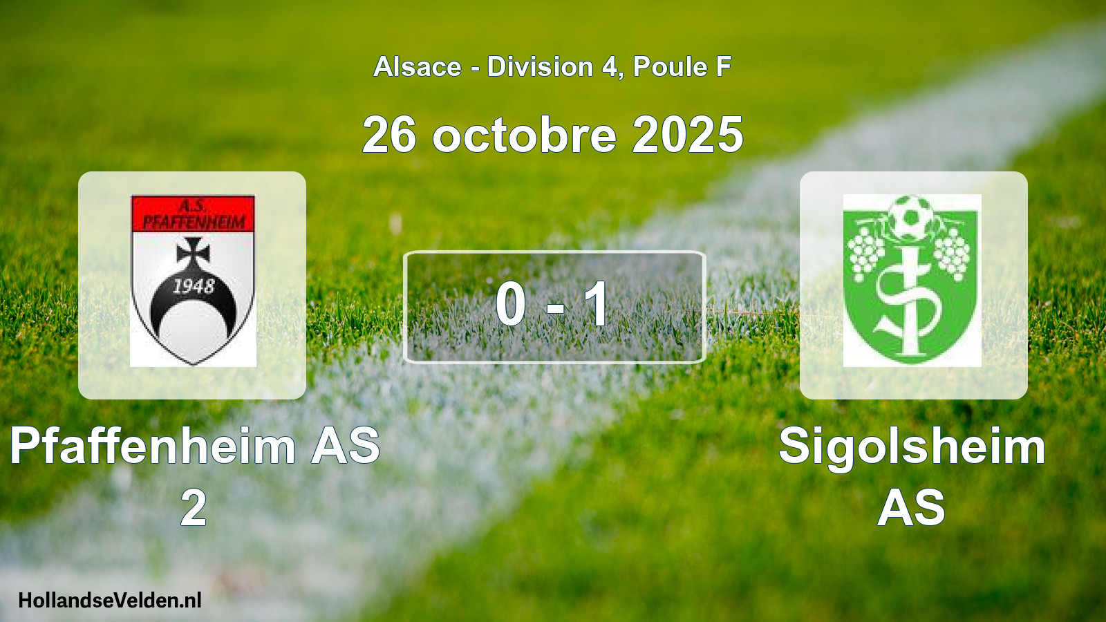 Match joué: Pfaffenheim AS 2 - Sigolsheim AS 0 - 1 (26 octobre 2025)