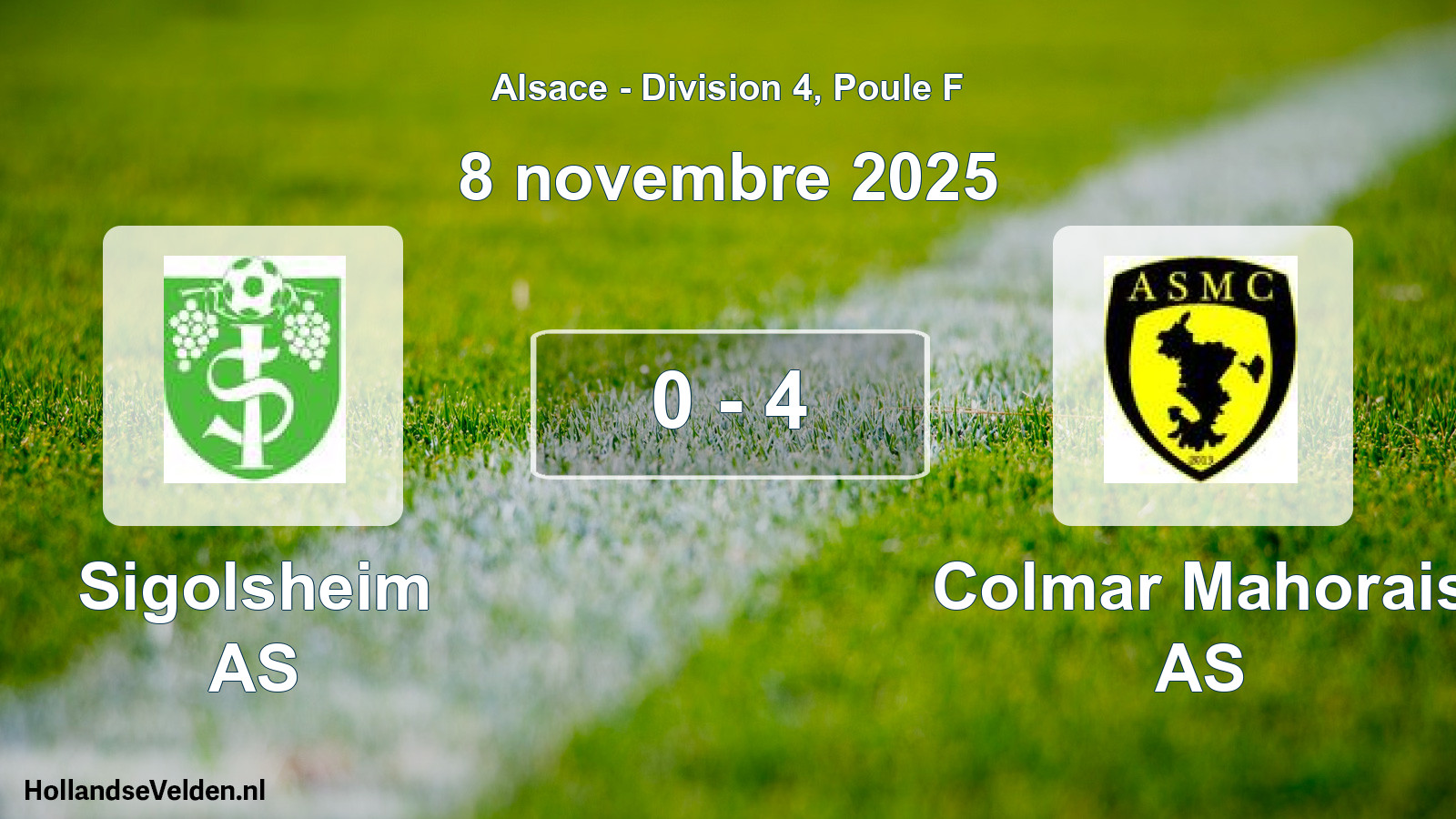 Match joué: Sigolsheim AS - Colmar Mahorais AS 0 - 4 (8 novembre 2025)