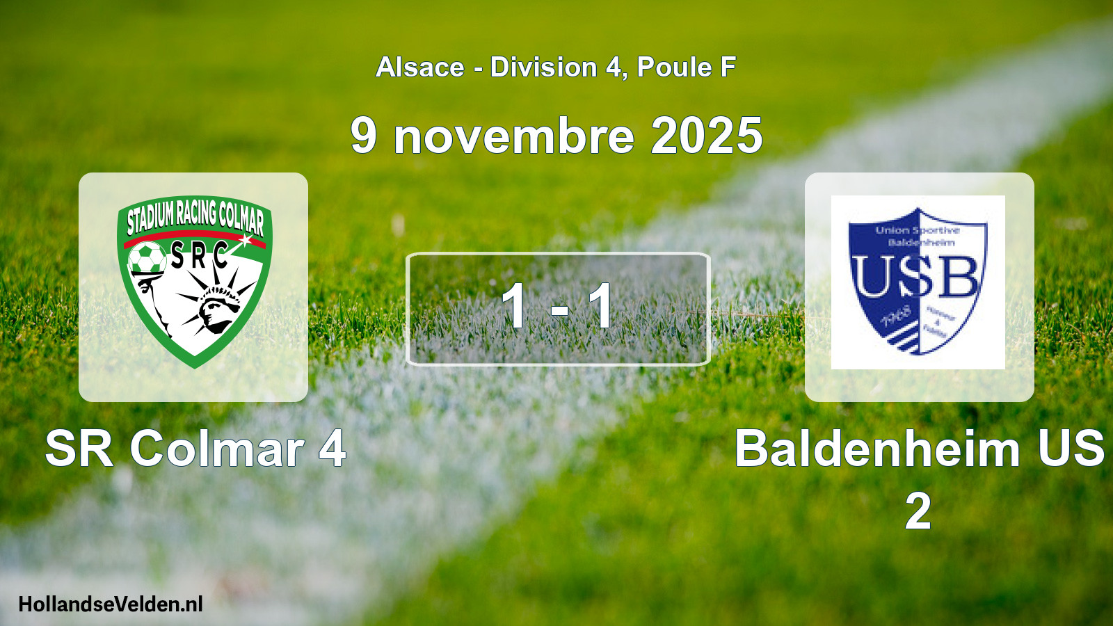 Match joué: SR Colmar 4 - Baldenheim US 2 1 - 1 (9 novembre 2025)