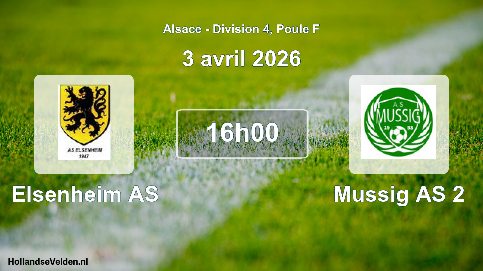 Match programmé: Elsenheim AS - Mussig AS 2 (3 avril 2026)