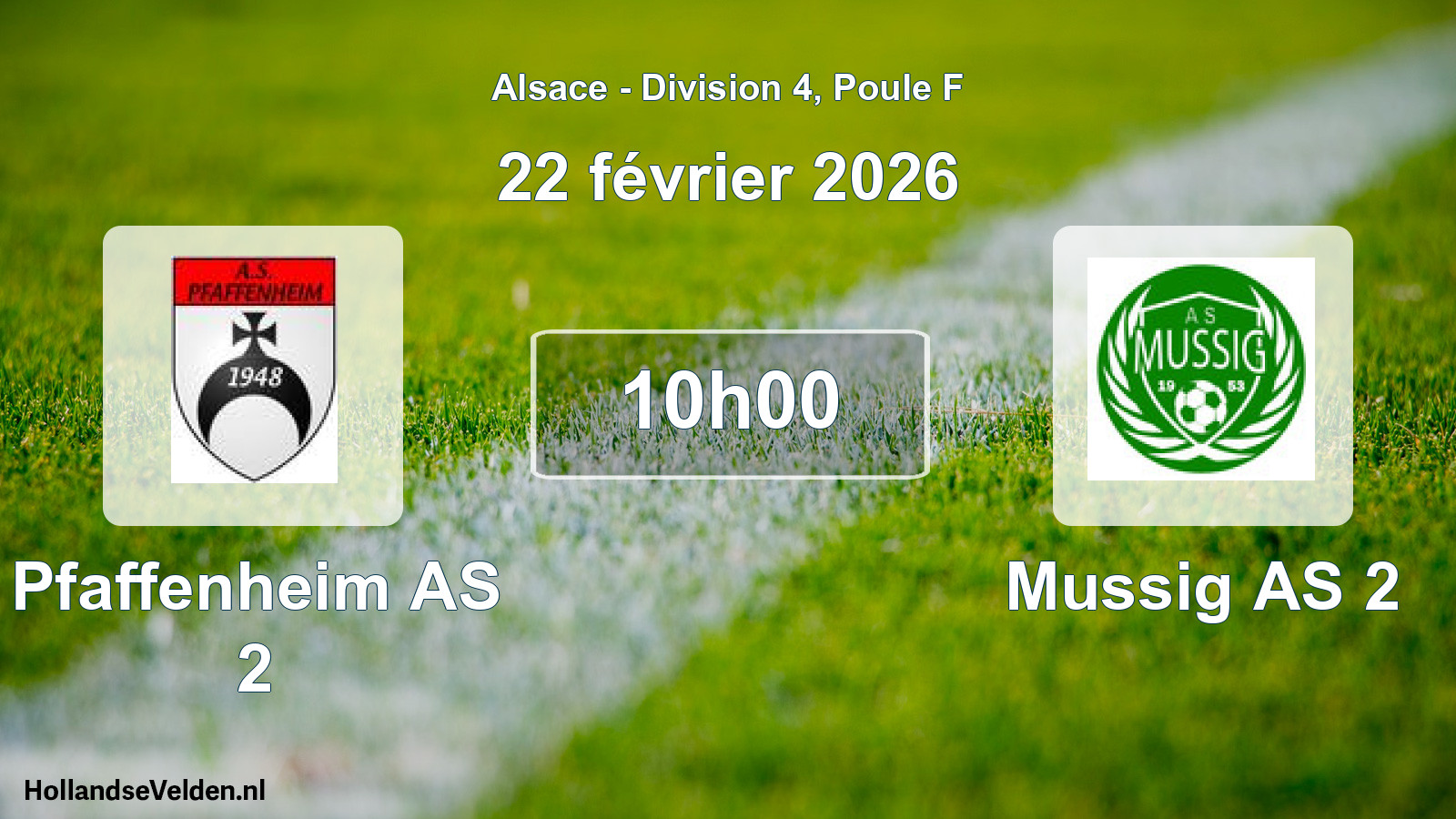Match programmé: Pfaffenheim AS 2 - Mussig AS 2 (22 février 2026)