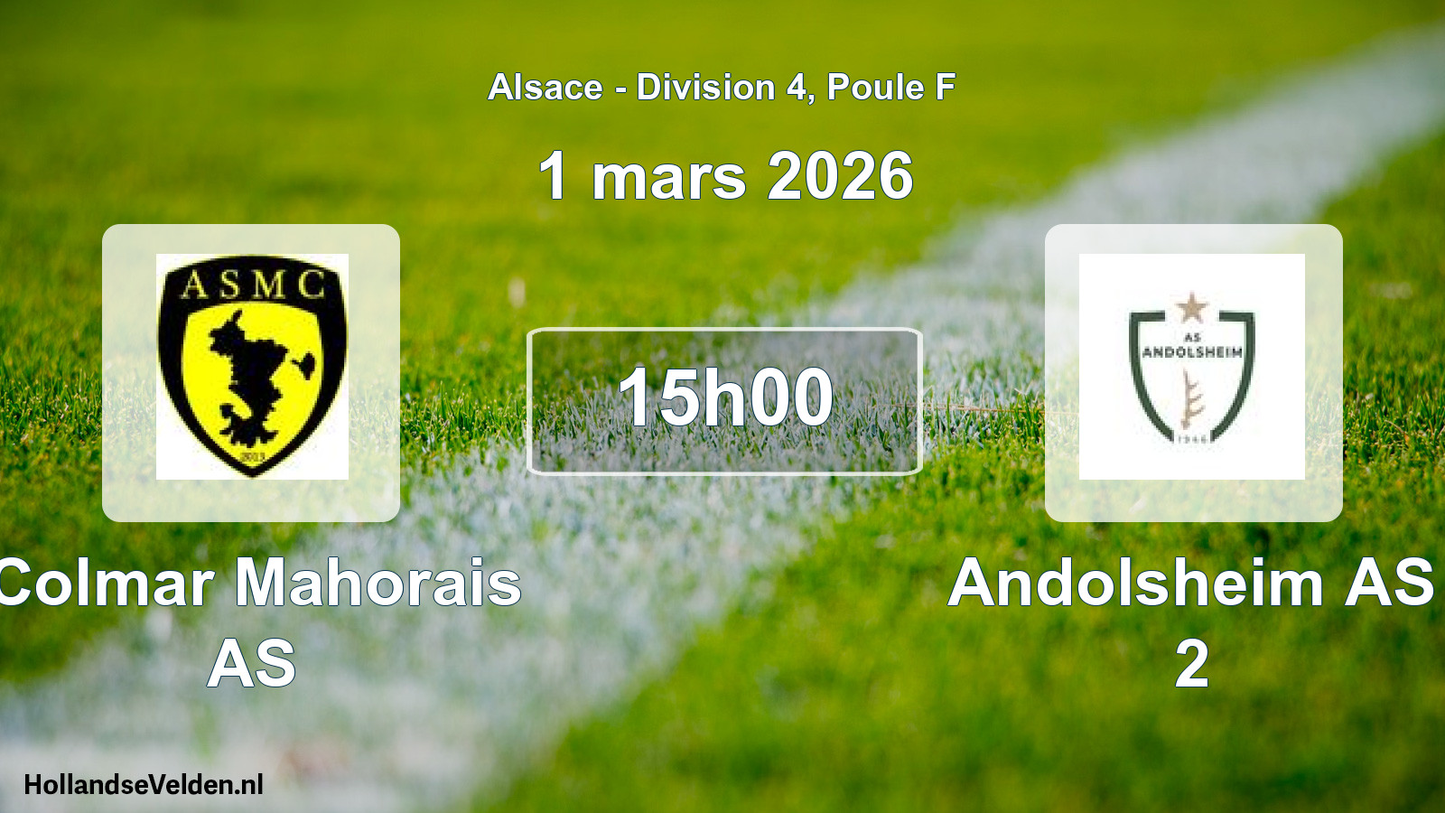Scheduled Match: Colmar Mahorais AS - Andolsheim AS 2 (1 March 2026)
